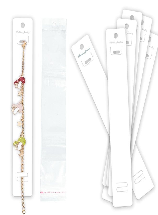 DEEPTAGS Jewellery Display Card with Plastic Bags Jewellery Tags for Bracelet, Chain, Jewelry, White - 60 PCS, 20 x 3 CM - Image 1